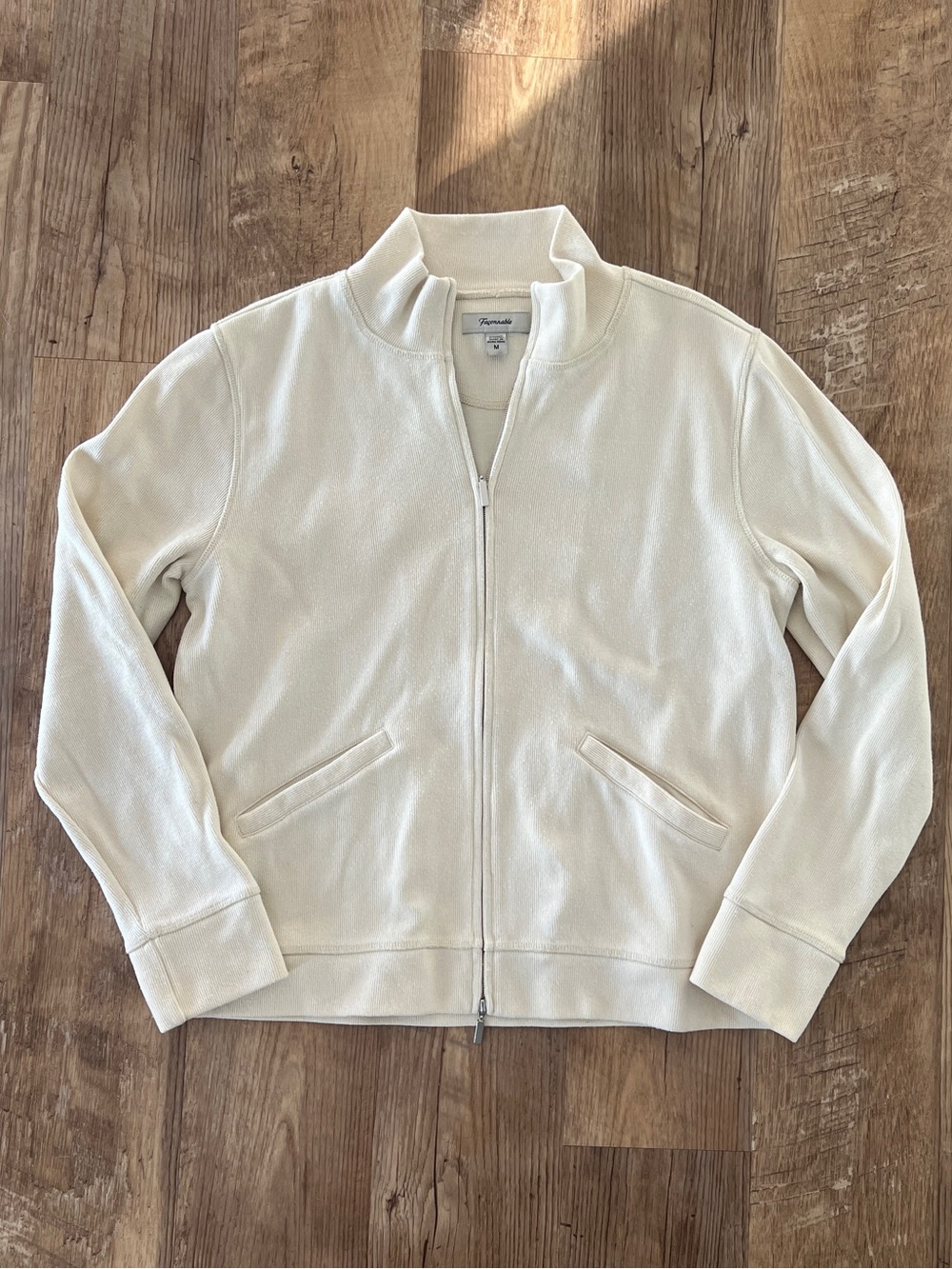 Façonnable women’s Cream Full-Zip ribbed sweater Jacket
